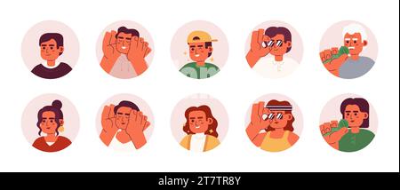 Moderne latino People 2D Vektor Avatare Illustration Set Stock Vektor
