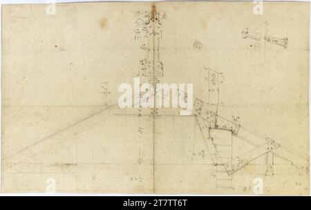 Francesco Borromini (Zeichner in) Rom, Pantheon, Veranda, Dachkonstruktion. Konstruktion mit Blindnuten, Zeichnung und Messung in Graphit 1625 , 1625 Stockfoto