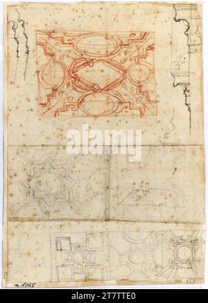 Francesco Borromini (Entwerfer in) Rom, Palazzo Falconieri, Tresorstudien. Papier, fein; Graphit-Skizze; Skizze und Schrift in Graphit Stockfoto