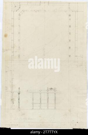 Francesco Borromini (Entwerfer in) Roma, Casa dei Filipino, Bibliothek Vallicelliana, Bücherregale. Papier, mittelstark; grafische Zeichnung; Konstruktion, Zeichnung, Kennzeichnung, Kontrolle UND REATION in Graphit 1643, 1643 Stockfoto