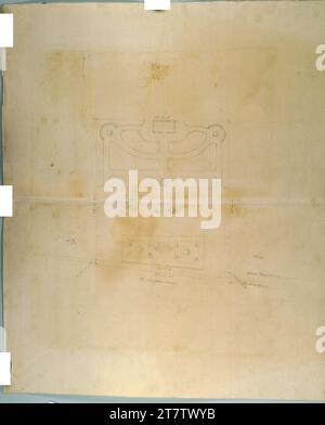 Carl von Hasenauer Wien II., obere Augartenstraße, Kinderkrankenhaus, Lageplan, Skizze. Bleistift auf Papier 1870, 1870 Stockfoto