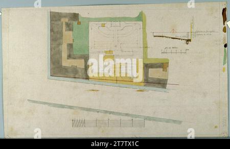 Carl von Hasenauer Wien II., obere Augartenstraße, Kinderkrankenhaus, Bau des alten Bestandes. Bleistift, Tinte mit Feder auf Papier, Aquarell 1870 , 1870 Stockfoto