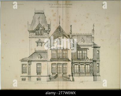 Carl von Hasenauer Oberösterreich, Traunsee, Altmünster, Villa Ranzoni, Ostvasade, Onriß. Pause 1867 , 1867 Stockfoto