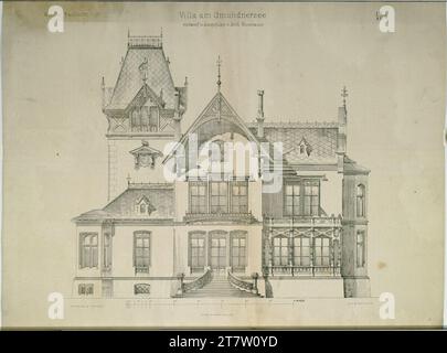 Carl von Hasenauer Oberösterreich, Traunsee, Altmünster, Villa Ranzoni, Ostvasade, Onriß. Pause 1867 , 1867 Stockfoto