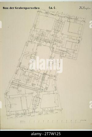 Carl von Hasenauer Wien I, Graben 31, Azienda-Hof, Keller, Grundriss. Pause 1867 , 1867 Stockfoto