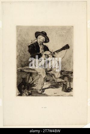 Edouard Manet, der spanische Sänger oder der Gitarrist. Ätzen 1861 , 1861 Stockfoto