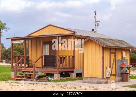 Austin Steam Train Vereinigung Rangierbahnhof an der Cedar Park, Texas, train Depot. Stockfoto