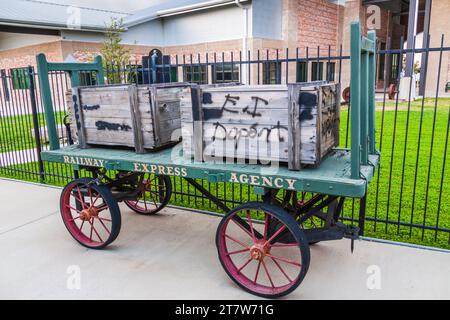 Austin Steam Train Vereinigung Rangierbahnhof an der Cedar Park, Texas, train Depot. Stockfoto