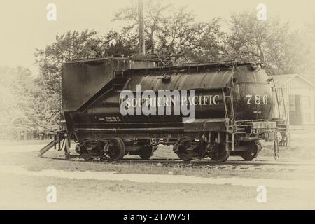 Austin Steam Train Vereinigung Rangierbahnhof an der Cedar Park, Texas, train Depot. Stockfoto