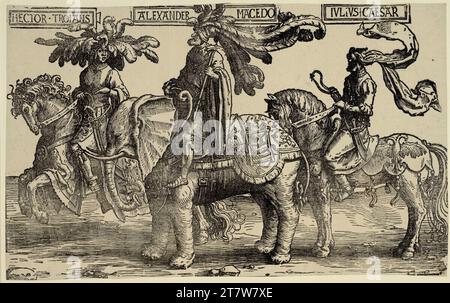 Lucas Hugensz. Van Leyden Hector von Troja, Alexander der große, Julius Cäsar. Holzschnitt um 1520 Stockfoto