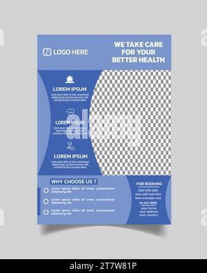 Eleganter Gesundheitsflyer, medizinischer Flyer Cover Design, medizinischer Flyer Vorlage, medizinischer Flyer Broschüre Stock Vektor