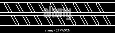 Verstärkungsstange Bewehrungsstange gerippte Metallstange Symbol schwarz Farbe Vektor Illustration Bild flach Stil einfach Stock Vektor