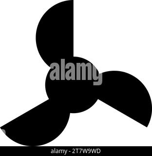 Schraube der Schiffspropeller Lüfterturbine dreiflügeliges Symbol schwarze Farbe Vektor Illustration Bild flache Art einfach Stock Vektor