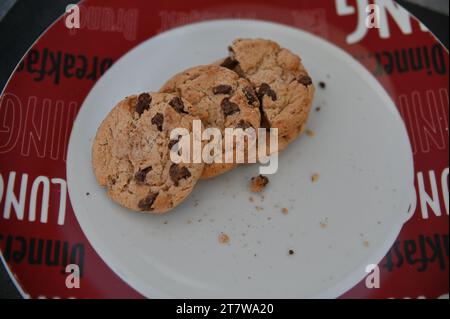 Cookies auf Platte Stockfoto