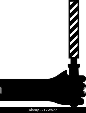 Feile Werkzeug in der Hand Metall Raspel im Arm Verwenden Sie manuelle Instrumentausrüstung für Tischlerei Arbeit Symbol schwarze Farbe Vektor Illustration Bild flache Art einfach Stock Vektor