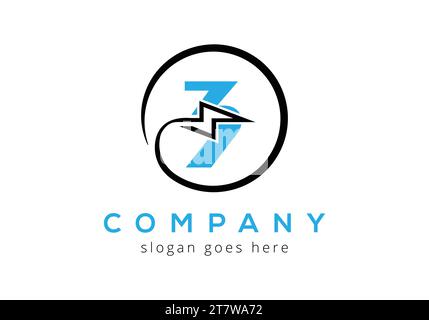 Letter 3 Lighting Thunder Bolt Logo Design Vektor Vorlage. Logodesign mit elektrischem Bolzenbuchstaben Stock Vektor