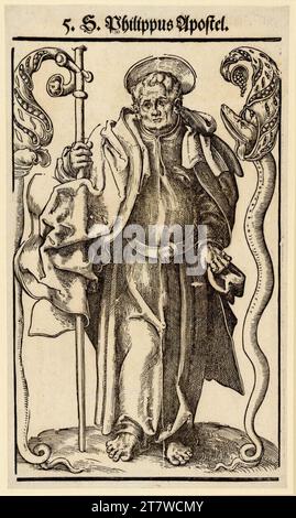 Lucas Cranach d. Ä. Der Apostel Philippus. Holzschnitt und Schriftdruck um 1515 Stockfoto