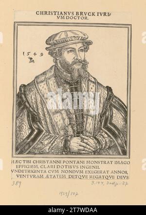 Lucas Cranach d. J. Dr. Christian Brück, Gen. Pontanus. Holzschnitt und Schriftdruck 1549 , 1549 Stockfoto