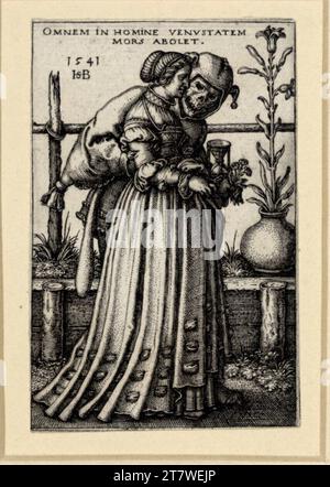 Sebald Beham, die Dame und der Tod. Kupferstich 1541 , 1541 Stockfoto