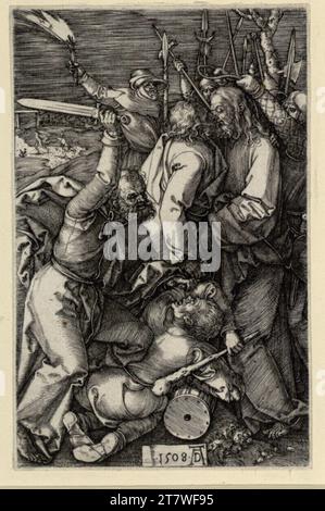 Albrecht Dürer die Gefangenschaft Christi (Kupferstich-Passion, 3). Kupferstich; Blatt ist kürzer 1508 , 1508 Stockfoto