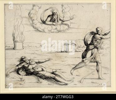 Augustin Hirschvogel Kain tötet Abel. Ätzen 1548 , 1548 Stockfoto