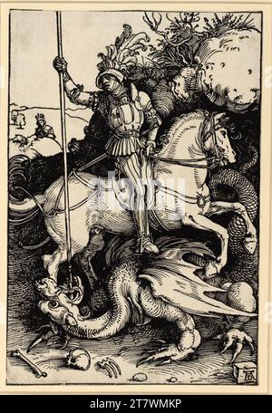 Albrecht Dürer St. George zu Pferd. Holzschnitt: Das Blatt wird um 1504/05 bis zum Rand der Platte geschnitten Stockfoto