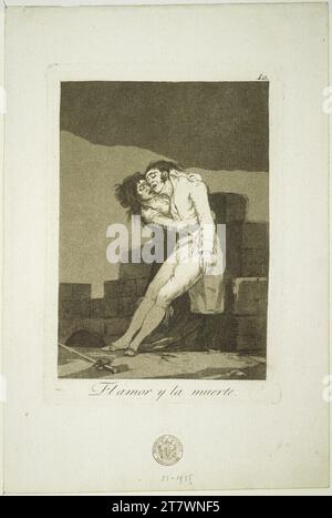 Francisco José de Goya y Lucientes die Launen: Liebe und Tod. - Die Liebe und der Tod .. Ätzen, Aquatint 1799 (1. Ausgabe) , 1799 Stockfoto