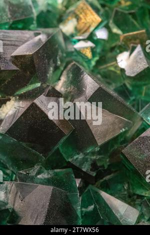 Wertvoller grüner Fluorit aus der 50 Year Pocket Rogerly Mine, Frosterly, Weardale, Durham, England, gesehen bei der Tucson Gem Show, Arizona Stockfoto