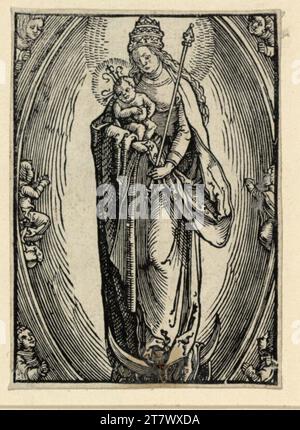 Lucas Hugensz. Van Leyden Madonna mit Kind und Zepter auf der Mondsichel. Holzschnitt Ausgabe 1517 Stockfoto