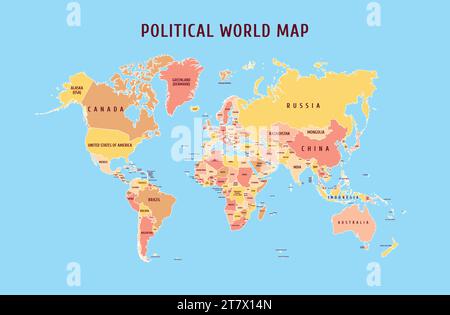 Vektor politische Landkarte der Welt Stock Vektor