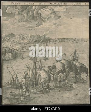 Pieter Bruegel d. Ä. Seeschlacht auf der Straße von Messina. Ätzen und Kupferstich 1561 , 1561 Stockfoto