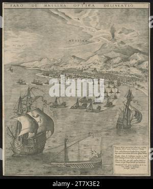 Pieter Bruegel d. Ä. Seeschlacht auf der Straße von Messina. Ätzen und Kupferstich 1561 , 1561 Stockfoto