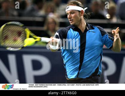 TENNIS - BNP PARIBAS MASTERS 2007 - PARIS (FRA) - 03/11/2007 - FOTO: LOIC BARATOUX / DPPI DAVID NALBANDIAN (ARG) Stockfoto