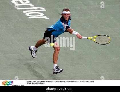 TENNIS - BNP PARIBAS MASTERS 2007 - PARIS (FRA) - 01/11/2007 - FOTO: LOIC BARATOUX / DPPI DAVID NALBANDIAN (ARG) Stockfoto