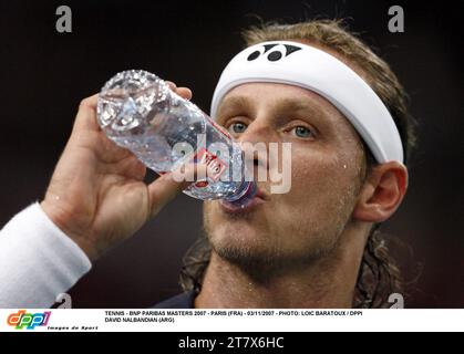 TENNIS - BNP PARIBAS MASTERS 2007 - PARIS (FRA) - 03/11/2007 - FOTO: LOIC BARATOUX / DPPI DAVID NALBANDIAN (ARG) Stockfoto