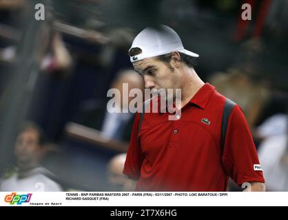 TENNIS - BNP PARIBAS MASTERS 2007 - PARIS (FRA) - 03/11/2007 - FOTO: LOIC BARATOUX / DPPI RICHARD GASQUET (FRA) Stockfoto