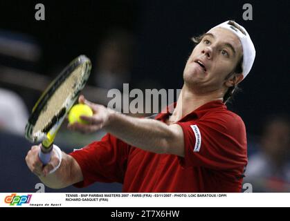 TENNIS - BNP PARIBAS MASTERS 2007 - PARIS (FRA) - 03/11/2007 - FOTO: LOIC BARATOUX / DPPI RICHARD GASQUET (FRA) Stockfoto