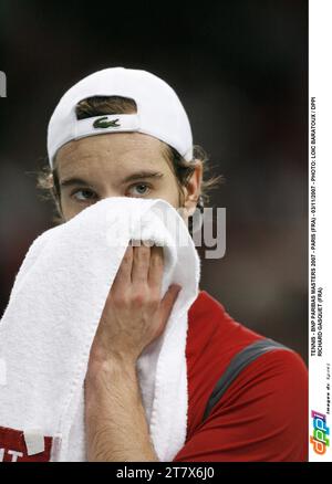 TENNIS - BNP PARIBAS MASTERS 2007 - PARIS (FRA) - 03/11/2007 - FOTO: LOIC BARATOUX / DPPI RICHARD GASQUET (FRA) Stockfoto