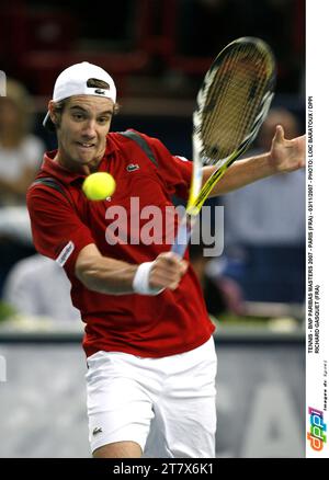 TENNIS - BNP PARIBAS MASTERS 2007 - PARIS (FRA) - 03/11/2007 - FOTO: LOIC BARATOUX / DPPI RICHARD GASQUET (FRA) Stockfoto