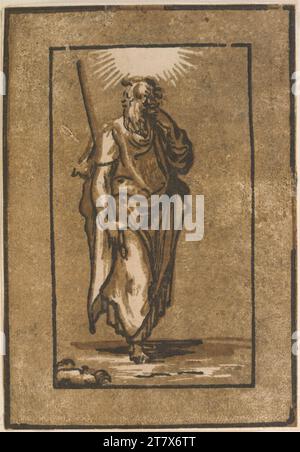 Antonio da Trento hl. Paulus. Clair OBSCUR Holzschnitt in drei Platten (braun) um 1524-1527 Stockfoto