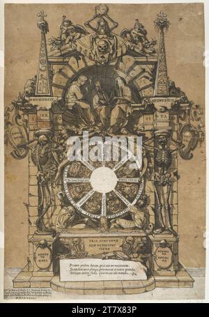 Andrea Andreani Allegory über den Tod (Triumph des Todes). Clair OBSCUR Holzschnitt in vier Platten (ocker und grau) 1588 , 1588 Stockfoto