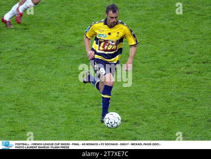 FUSSBALL - FRANZÖSISCHER LIGAPOKAL 2002/03 - FINALE - AS MONACO GEGEN FC SOCHAUX - 030517 - MICKAEL PAGIS (SOC) - FOTO LAURENT BAHEUX / FLASH PRESS Stockfoto