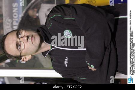 FUSSBALL - CHAMPIONS LEAGUE 2003/04 - 1. RUNDE - 030930 - CELTIC GLASGOW GEGEN OLYMPIQUE LYONNAIS - MARTIN O'NEILL (KELTISCHER TRAINER) - FOTO LAURENT BAHEUX / FLASH PRESS Stockfoto