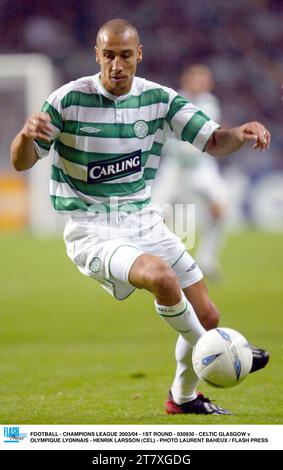 FUSSBALL - CHAMPIONS LEAGUE 2003/04 - 1. RUNDE - 030930 - CELTIC GLASGOW GEGEN OLYMPIQUE LYONNAIS - HENRIK LARSSON (CEL) - FOTO LAURENT BAHEUX / FLASH PRESS Stockfoto