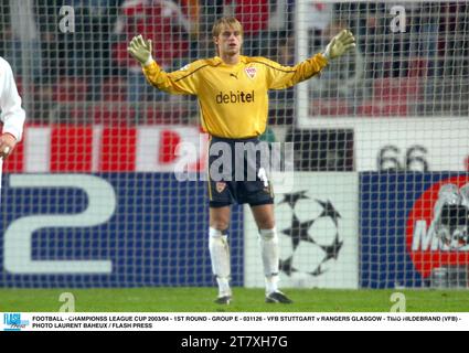 FUSSBALL - CHAMPIONSS LEAGUE CUP 2003/04 - 1. RUNDE - GRUPPE E - 031126 - VFB STUTTGART / RANGERS GLASGOW - TIMO HILDEBRAND (VFB) - FOTO LAURENT BAHEUX / FLASH PRESS Stockfoto