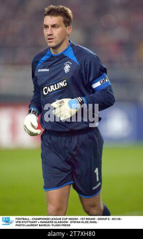 FUSSBALL - CHAMPIONSS LEAGUE CUP 2003/04 - 1. RUNDE - GRUPPE E - 031126 - VFB STUTTGART / RANGERS GLASGOW - STEFAN KLOS (RAN) - FOTO LAURENT BAHEUX / FLASH PRESS Stockfoto