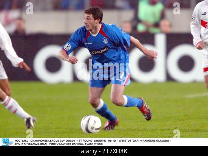 FUSSBALL - CHAMPIONSS LEAGUE CUP 2003/04 - 1. RUNDE - GRUPPE E - 031126 - VFB STUTTGART / RANGERS GLASGOW - SHOTA ARVELADZE (RAN) - FOTO LAURENT BAHEUX / FLASH PRESS Stockfoto