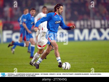 FUSSBALL - CHAMPIONSS LEAGUE CUP 2003/04 - 1. RUNDE - GRUPPE E - 031126 - VFB STUTTGART GEGEN RANGERS GLASGOW - CAPUCHO (RAN) - FOTO LAURENT BAHEUX / FLASH PRESS Stockfoto