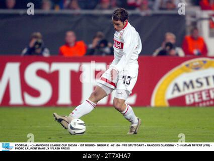 FUSSBALL - CHAMPIONSS LEAGUE CUP 2003/04 - 1. RUNDE - GRUPPE E - 031126 - VFB STUTTGART / RANGERS GLASGOW - CHRISTIAN TIFFERT (VFB) - FOTO LAURENT BAHEUX / FLASH PRESS Stockfoto