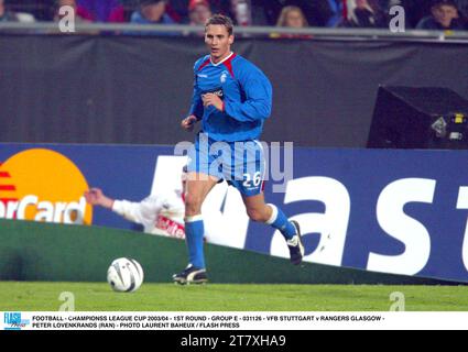 FUSSBALL - CHAMPIONSS LEAGUE CUP 2003/04 - 1. RUNDE - GRUPPE E - 031126 - VFB STUTTGART / RANGERS GLASGOW - PETER LOVENKRANDS (RAN) - FOTO LAURENT BAHEUX / FLASH PRESS Stockfoto